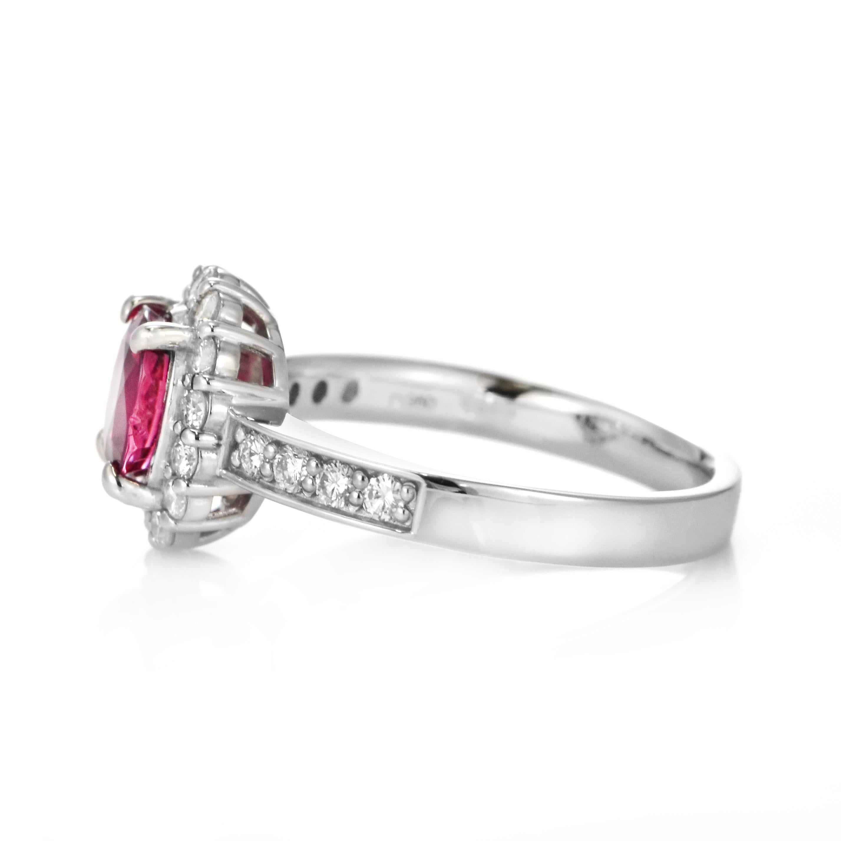 GIA Certified 1.256 Carat Natural Red Spinel and Diamond Ring Set in Platinum For Sale 5