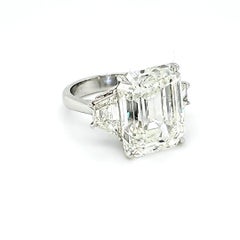 GIA Certified 12.58 Carat Emerald Cut Three-Stone Ring