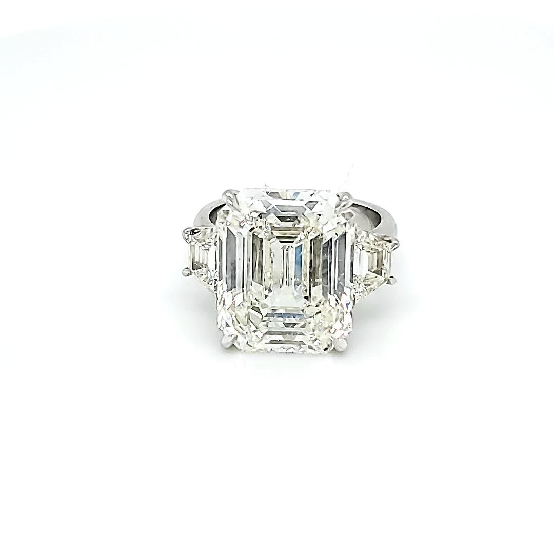 Women's GIA Certified 12.58 Carat Emerald Cut Three-Stone Ring