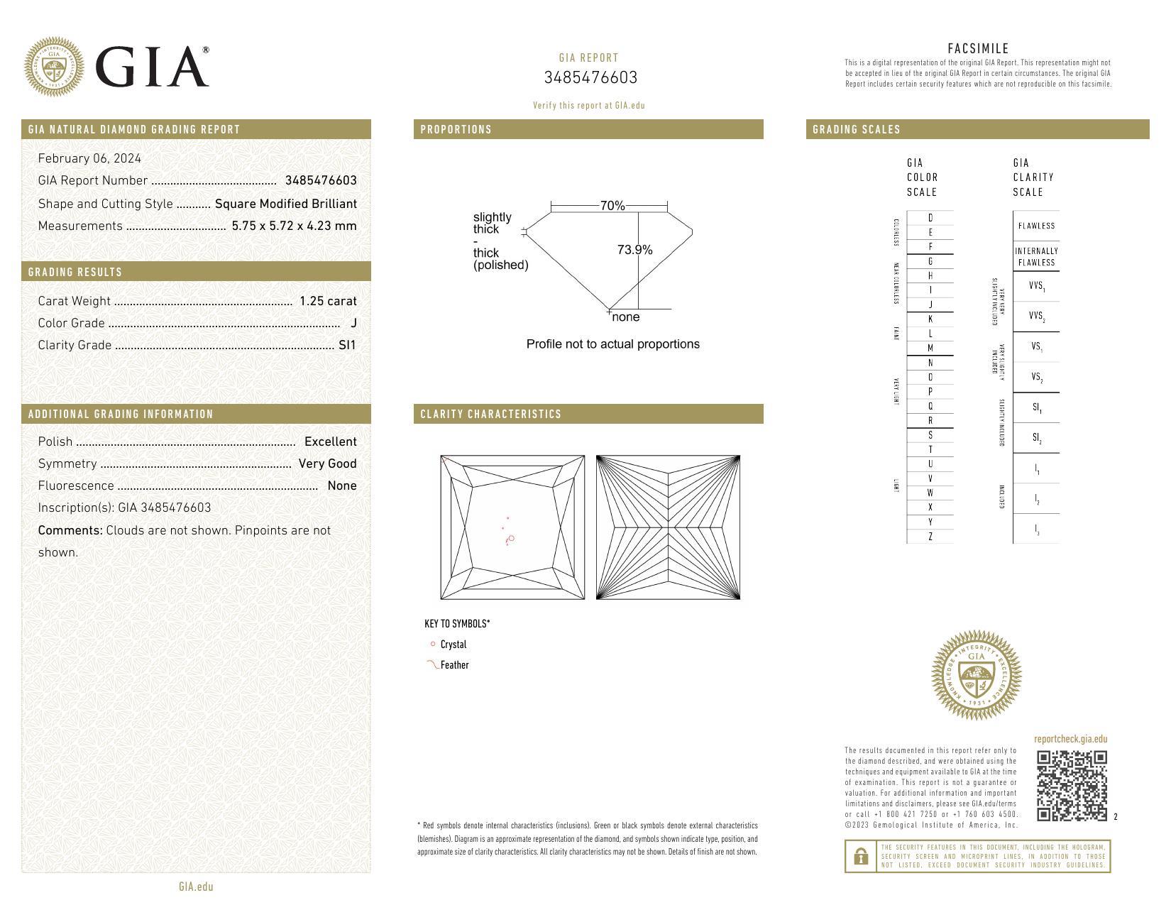 Anillo de diamantes con halo cuadrado y banda de filo de navaja princesa de 1,25 ct certificado por GIA Contemporáneo en venta