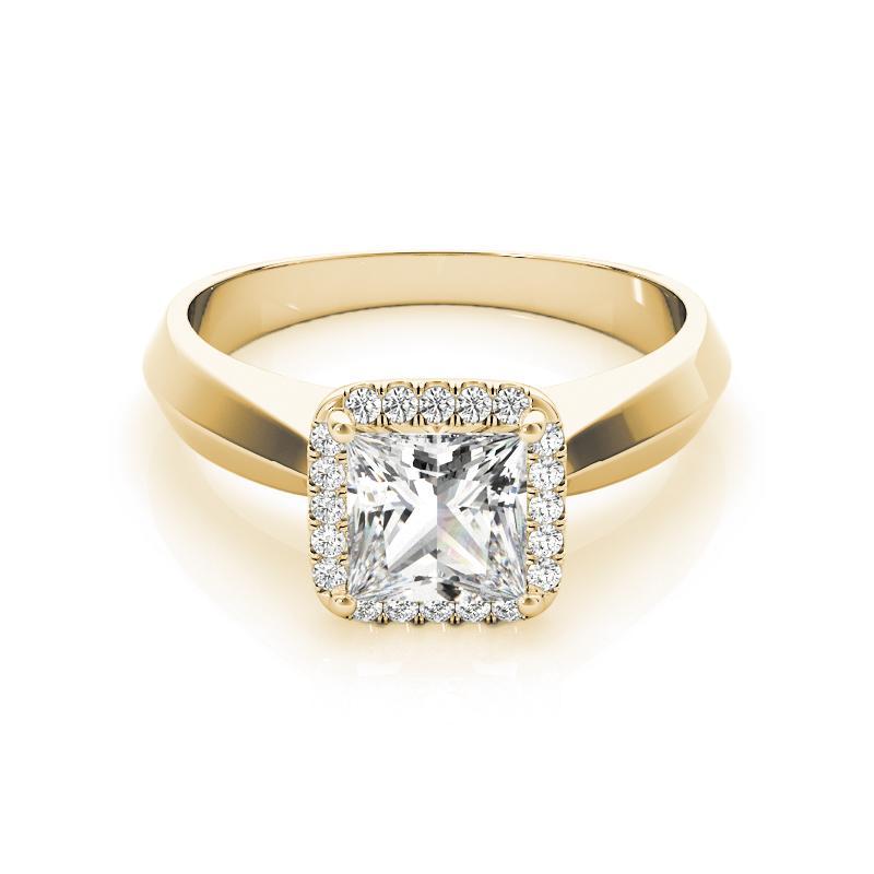 Anillo de diamantes con halo cuadrado y banda de filo de navaja princesa de 1,25 ct certificado por GIA en venta 1