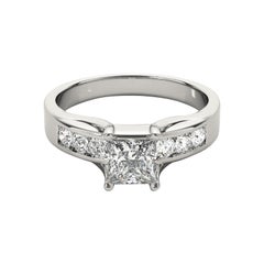 GIA zertifiziert 1.25ct Princess Solitär & Kanal Diamant Diamantring