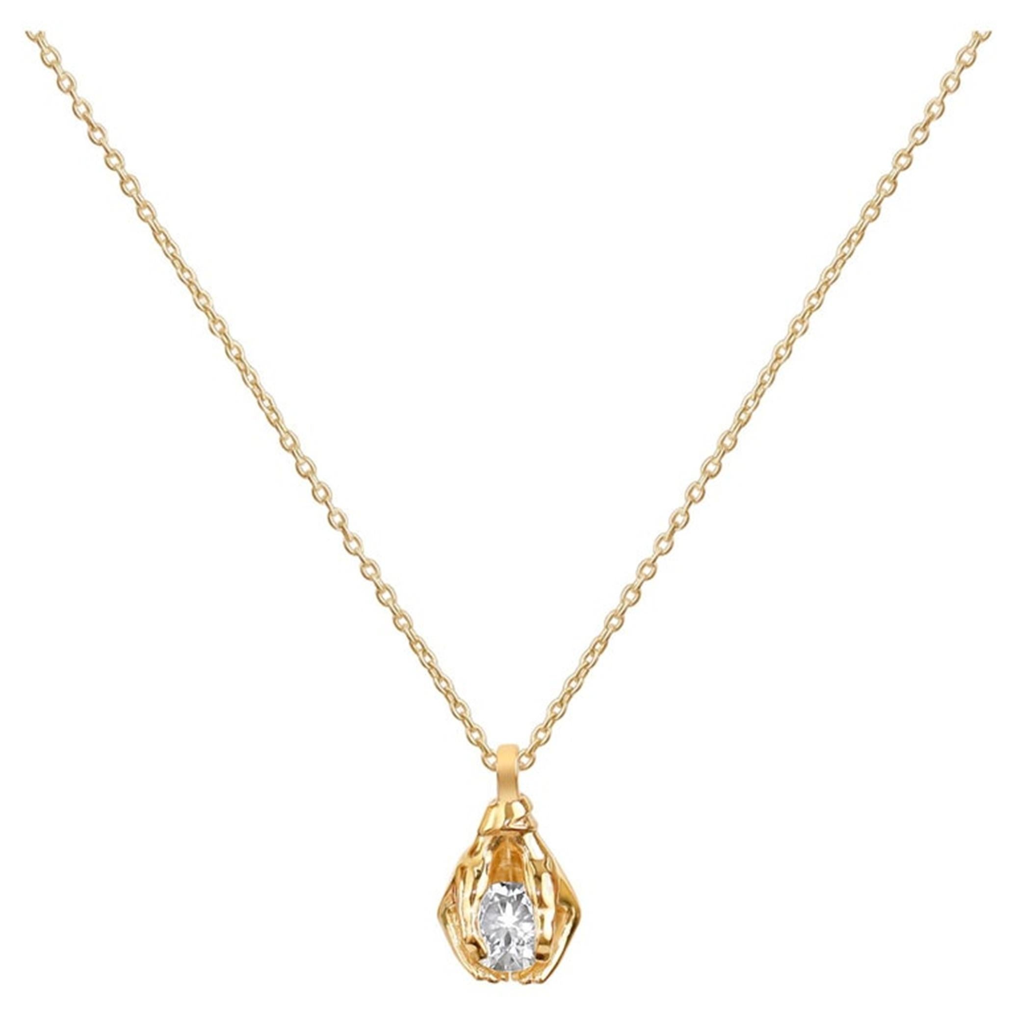 Collier pendentif solitaire en or jaune 18 carats avec diamant rond de 1,25 ct certifié par la GIA Neuf - En vente à Jaipur, RJ