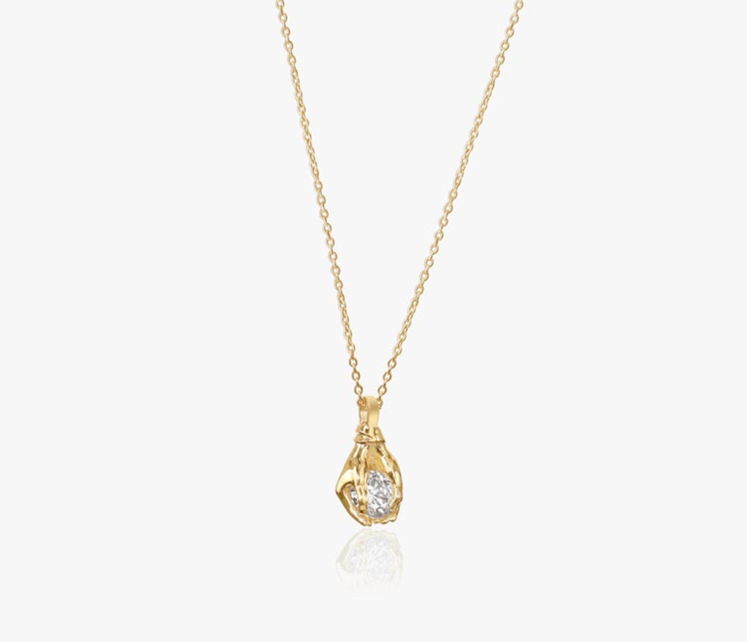 Collier pendentif solitaire en or jaune 18 carats avec diamant rond de 1,25 ct certifié par la GIA en vente 1