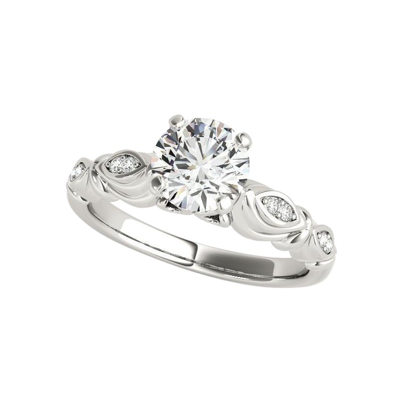 GIA-zertifiziert 1,25ct Runde Multi-Stein Marquise Milgrain Ribbon Diamond Ring
