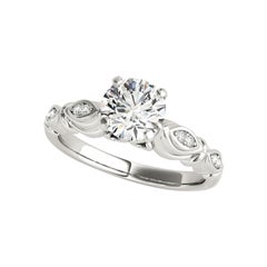 GIA Certified 1.25ct Round Multi-Stone Marquise Milgrain Ribbon Diamond Ring