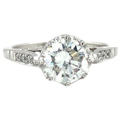 Bague de fiançailles en or blanc 18 carats avec diamant certifié GIA de 1,26 carat