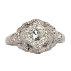 Antique GIA Certified 1.26 Carat Diamond Platinum Engagement Ring