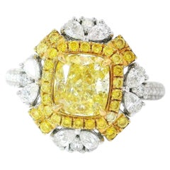 GIA Certified 1.26 Carat Fancy Intense Yellow SI1 Clarity Diamond Ring