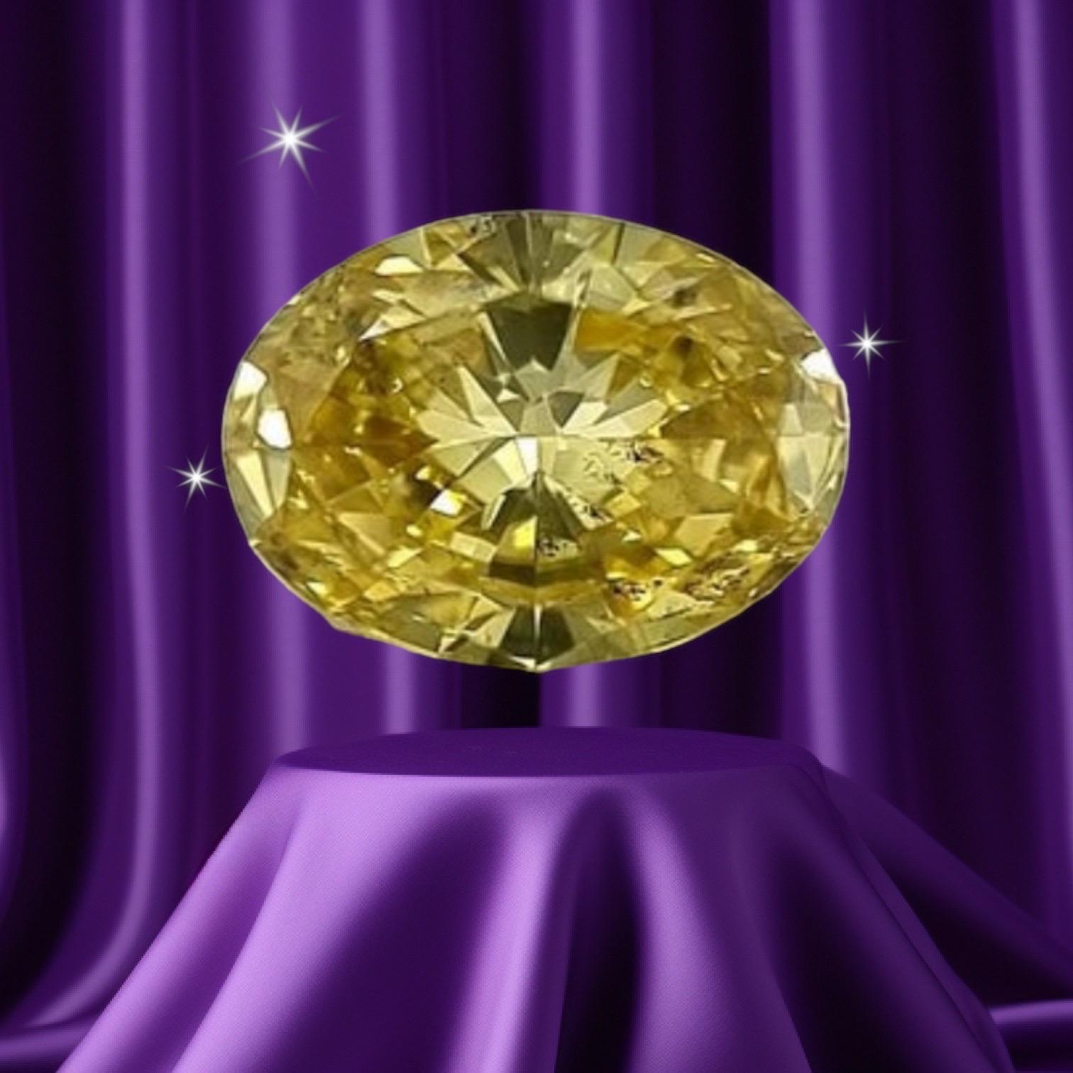 Certifié GIA  1,26 carat Oval Brilliante Vivid Diamonds Loose Yellow Zimmi en vente 2