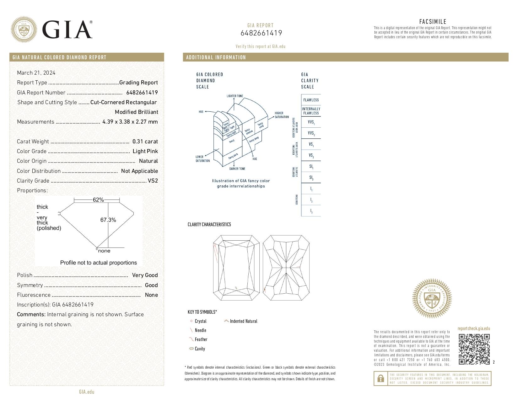 Boucles d'oreilles double halo en or 18 carats certifié GIA 1,26 carat de diamant rose taille radiant en vente 5