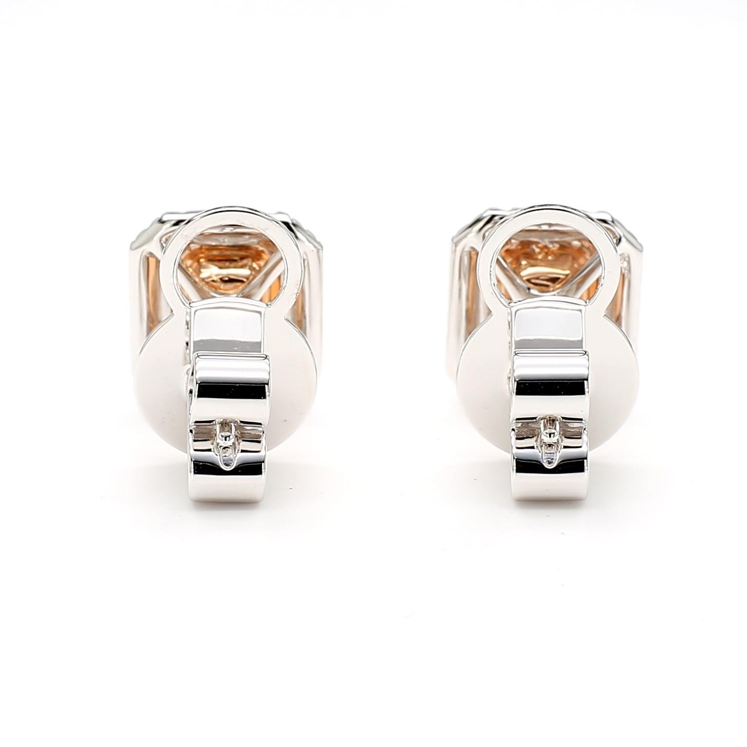 Boucles d'oreilles double halo en or 18 carats certifié GIA 1,26 carat de diamant rose taille radiant Pour femmes en vente
