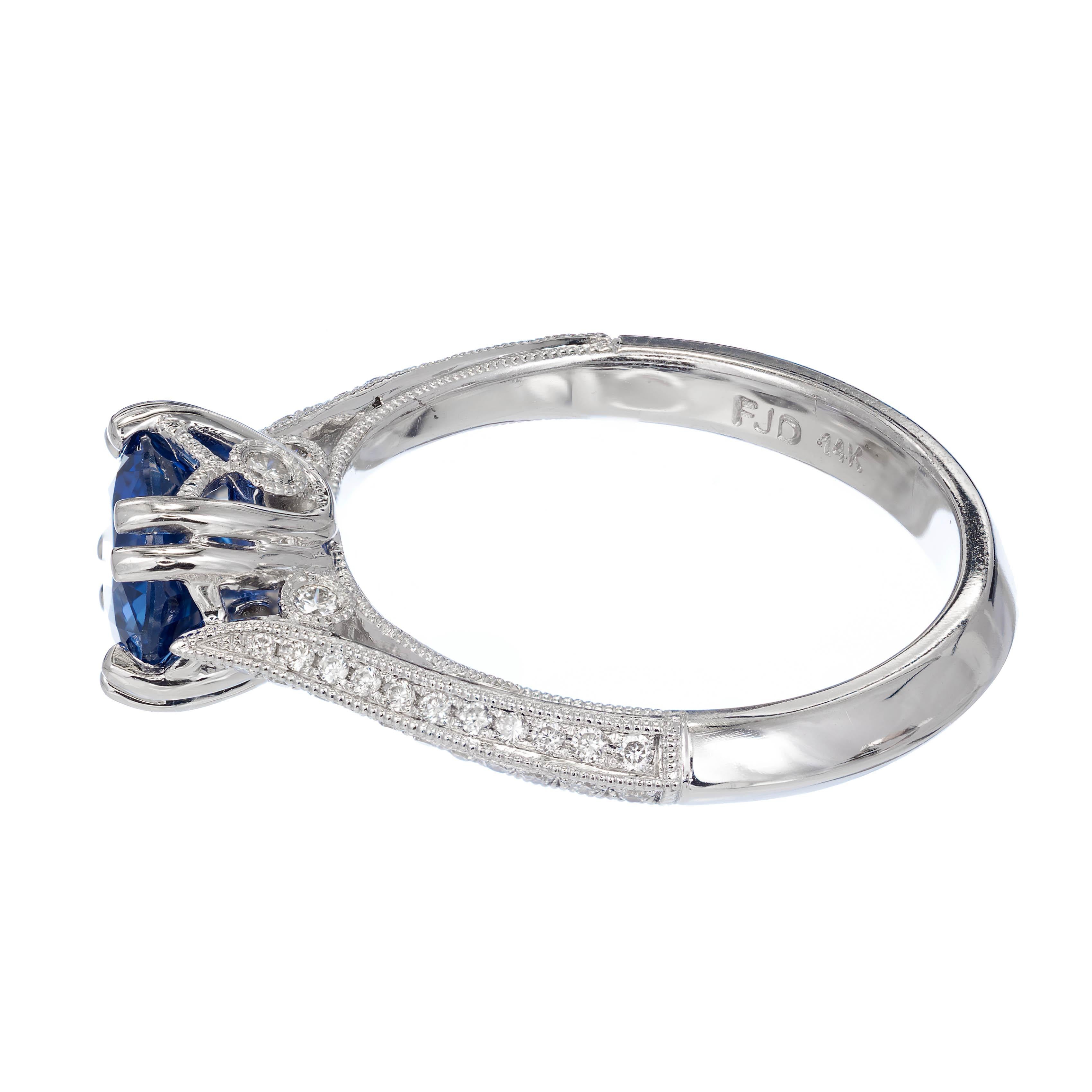 white gold sapphire diamond engagement ring