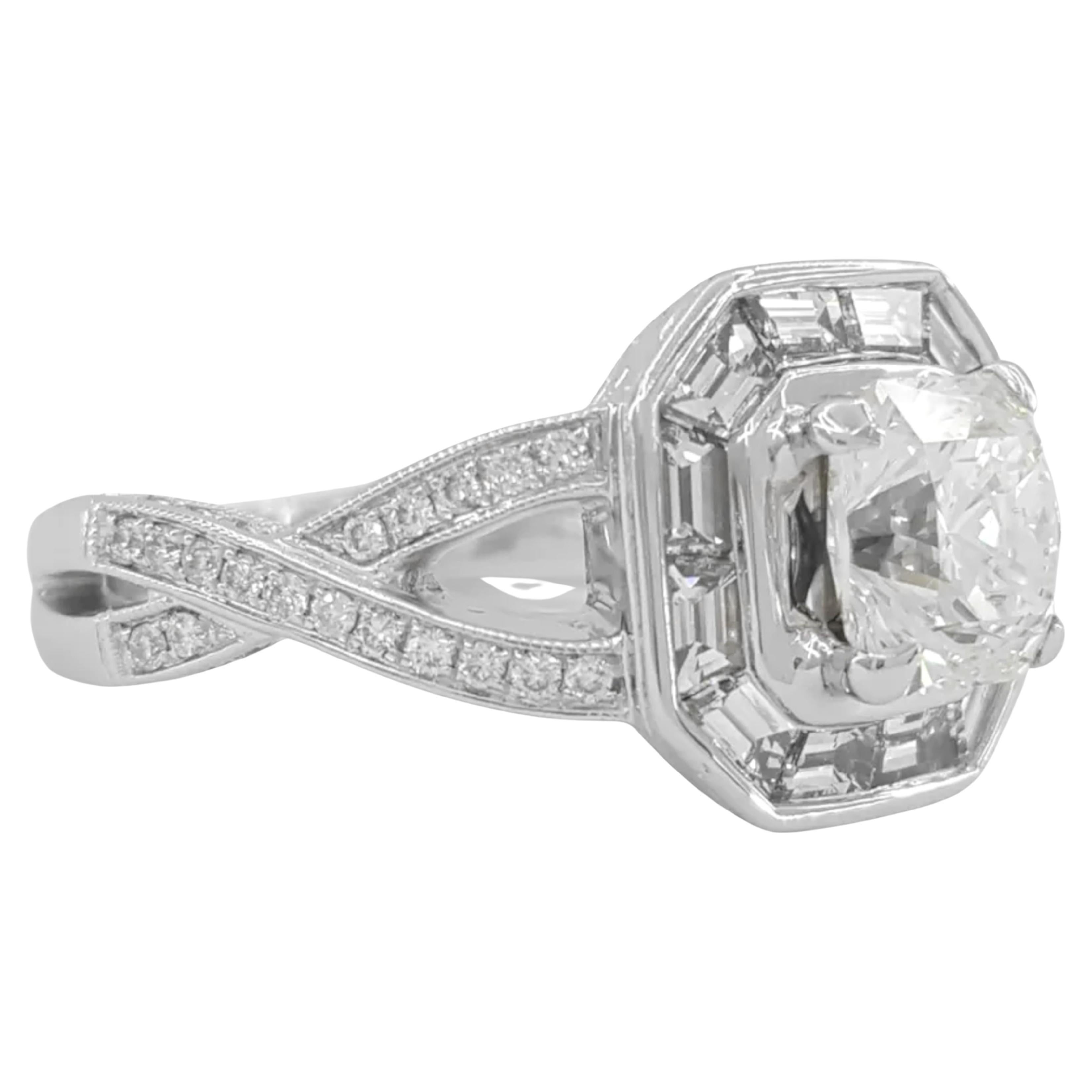 Women's or Men's GIA Certified 1.26 Carat Square Emerald Cut 18k Platinum Ring For Sale