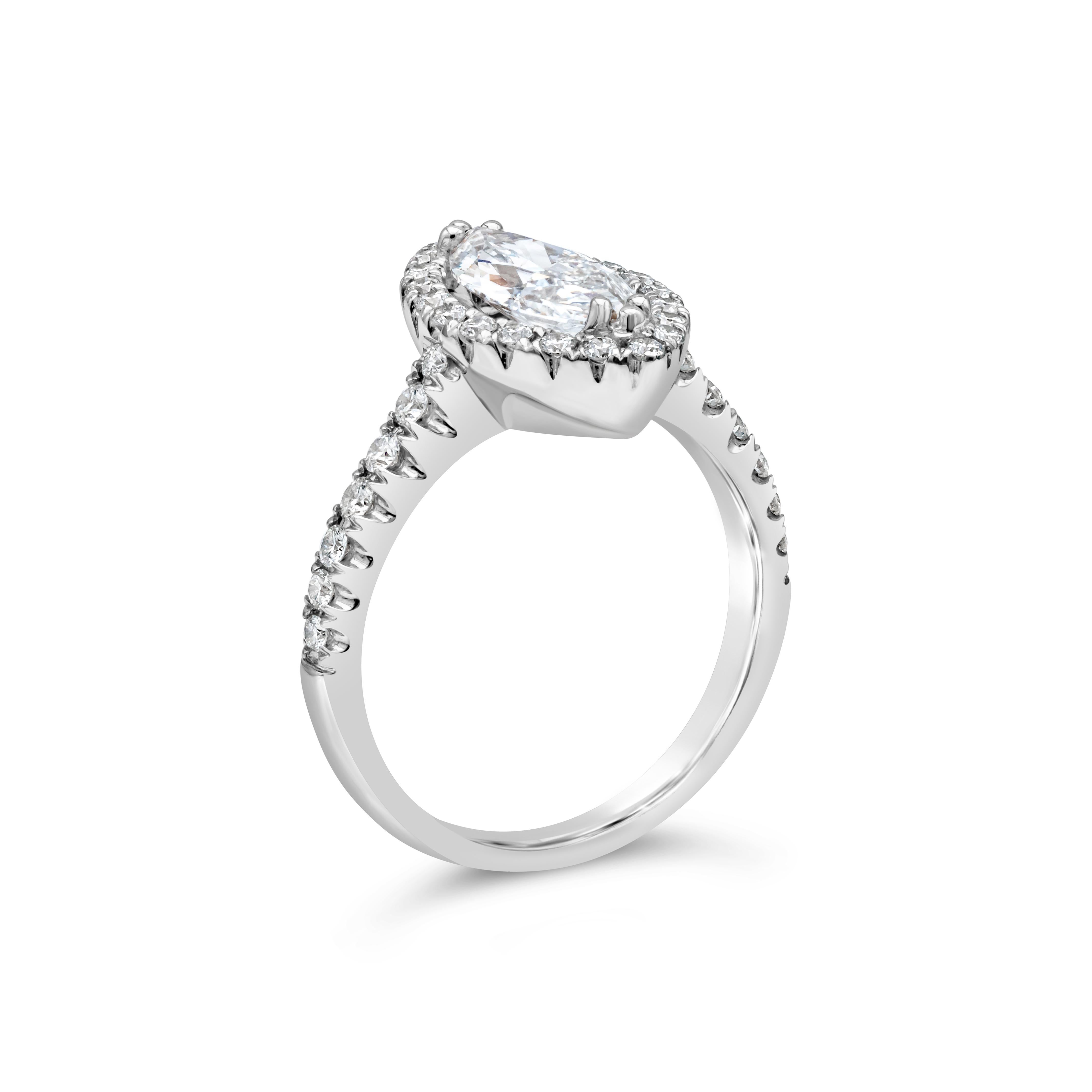 Verlobungsring mit GIA-zertifiziertem 1,26 Karat Diamant-Halo-Pavé im Marquise-Schliff (Marquiseschliff) im Angebot