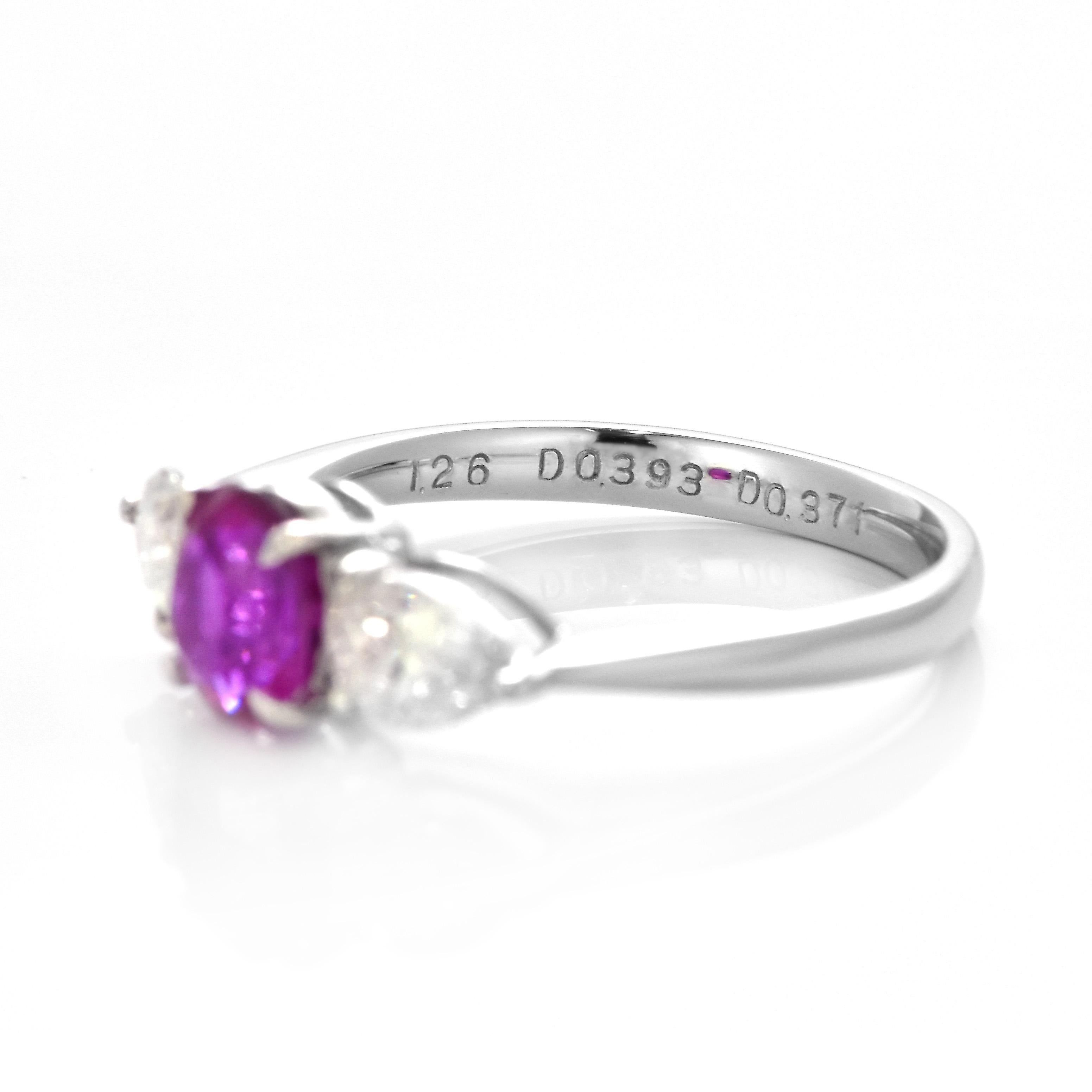 Women's GIA Certified 1.26 Carat Untreated (No Heat) Burmese Ruby Ring Made in Platinum For Sale