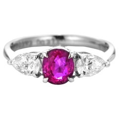 GIA Certified 1.26 Carat Untreated (No Heat) Burmese Ruby Ring Made in Platinum