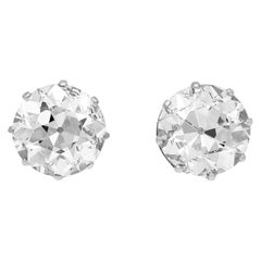 GIA Certified 12.64 Carat Old European Diamond Stud Earrings Set in Platinum