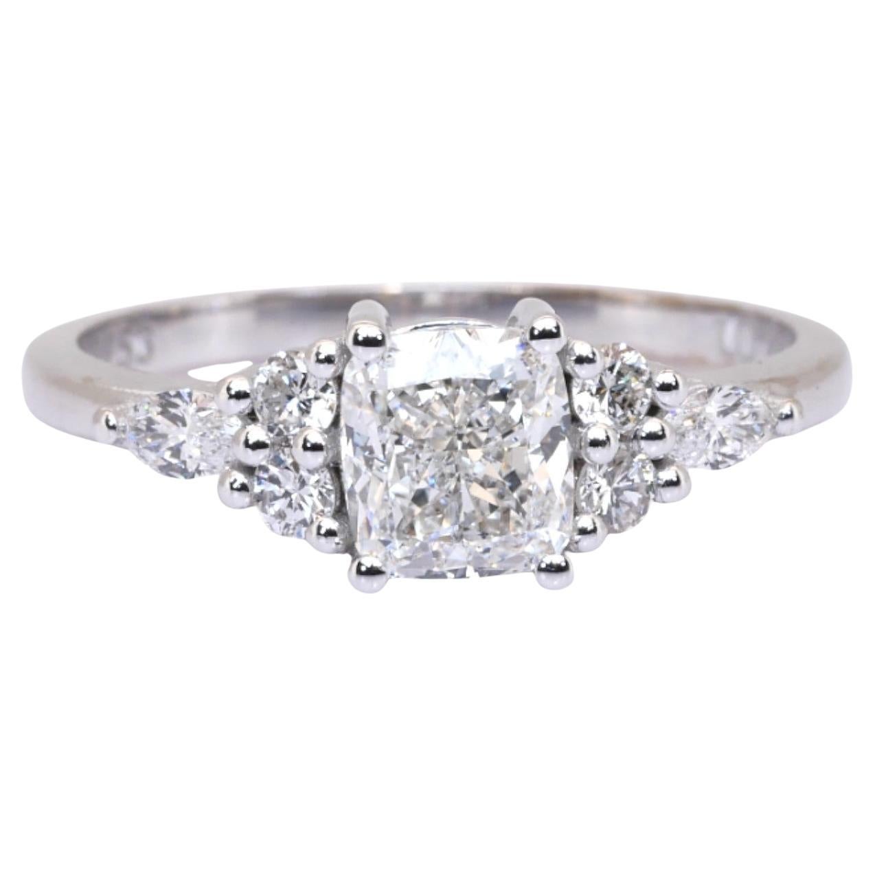 GIA Certified 1.26ct Diamonds 7-Stone Ring in 18k White Gold