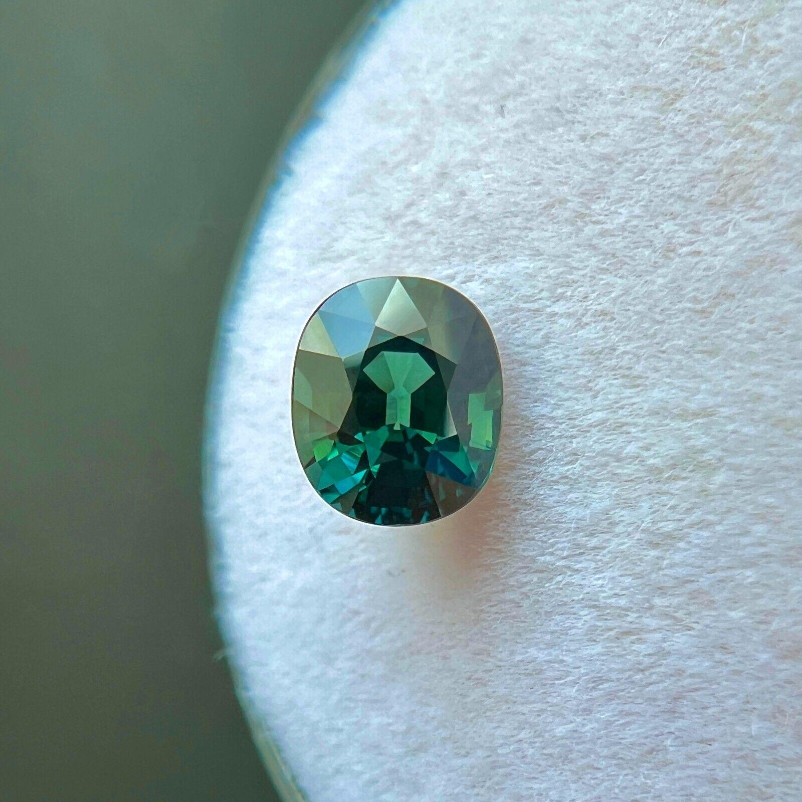 Femenino o masculino GIA Certificado 1,26ct Zafiro Verde Teal Azul Sin Tratar 6,3x5,3mm Gema Talla Ovalada en venta