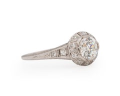 GIA zertifizierter Verlobungsring mit 1,27 Karat Art Deco Diamant Platin