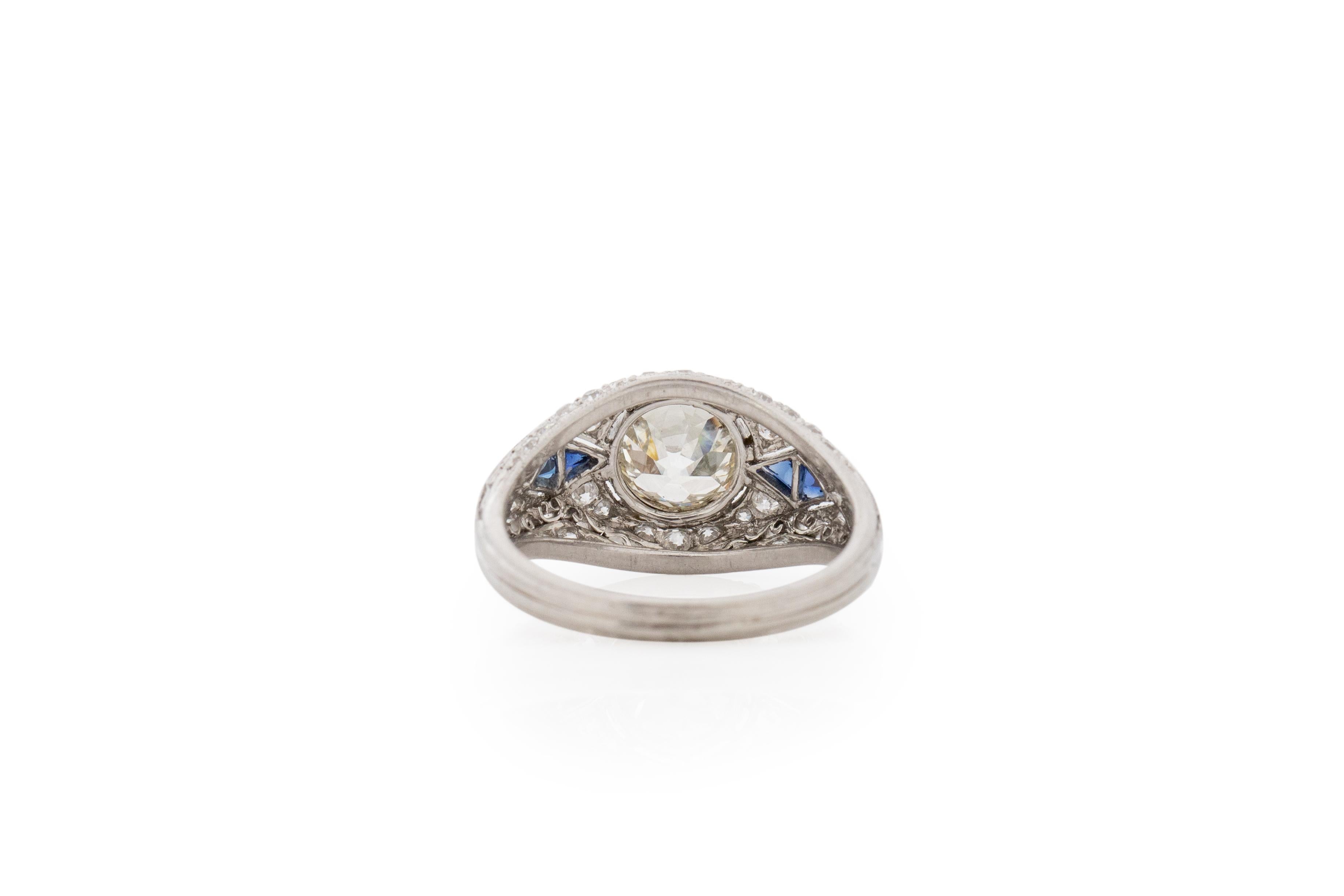 GIA Certified 1.27 Carat Art Deco Diamond Platinum Engagement Ring In Good Condition For Sale In Atlanta, GA