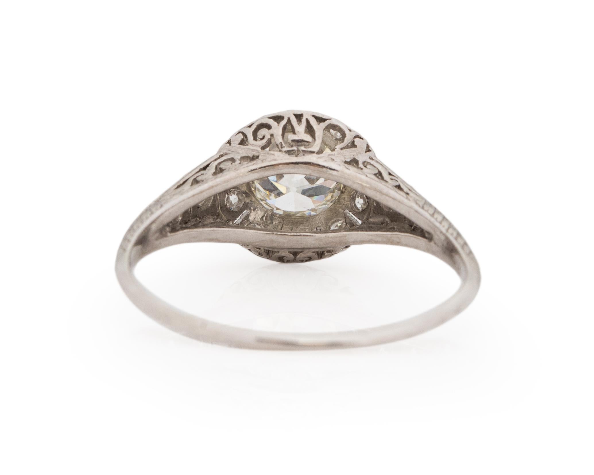 GIA Certified 1.27 Carat Art Deco Diamond Platinum Engagement Ring In Good Condition For Sale In Hicksville, NY