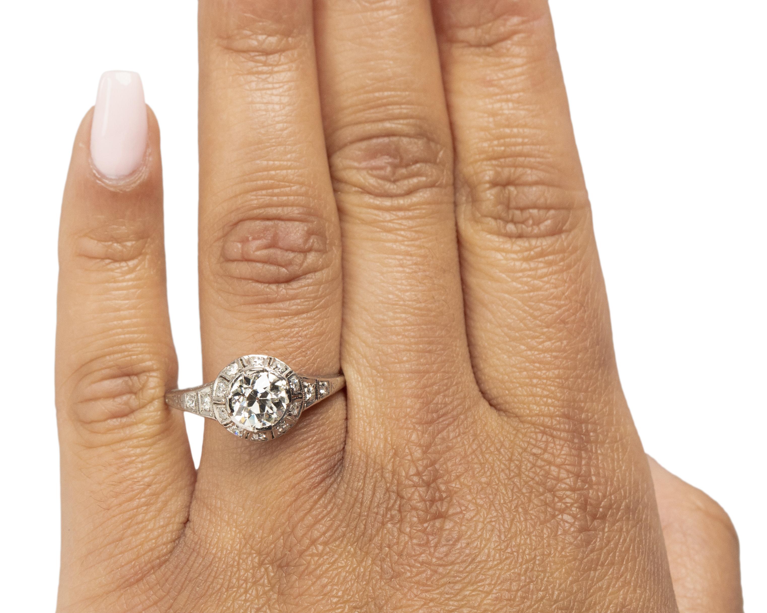 Women's GIA Certified 1.27 Carat Art Deco Diamond Platinum Engagement Ring For Sale
