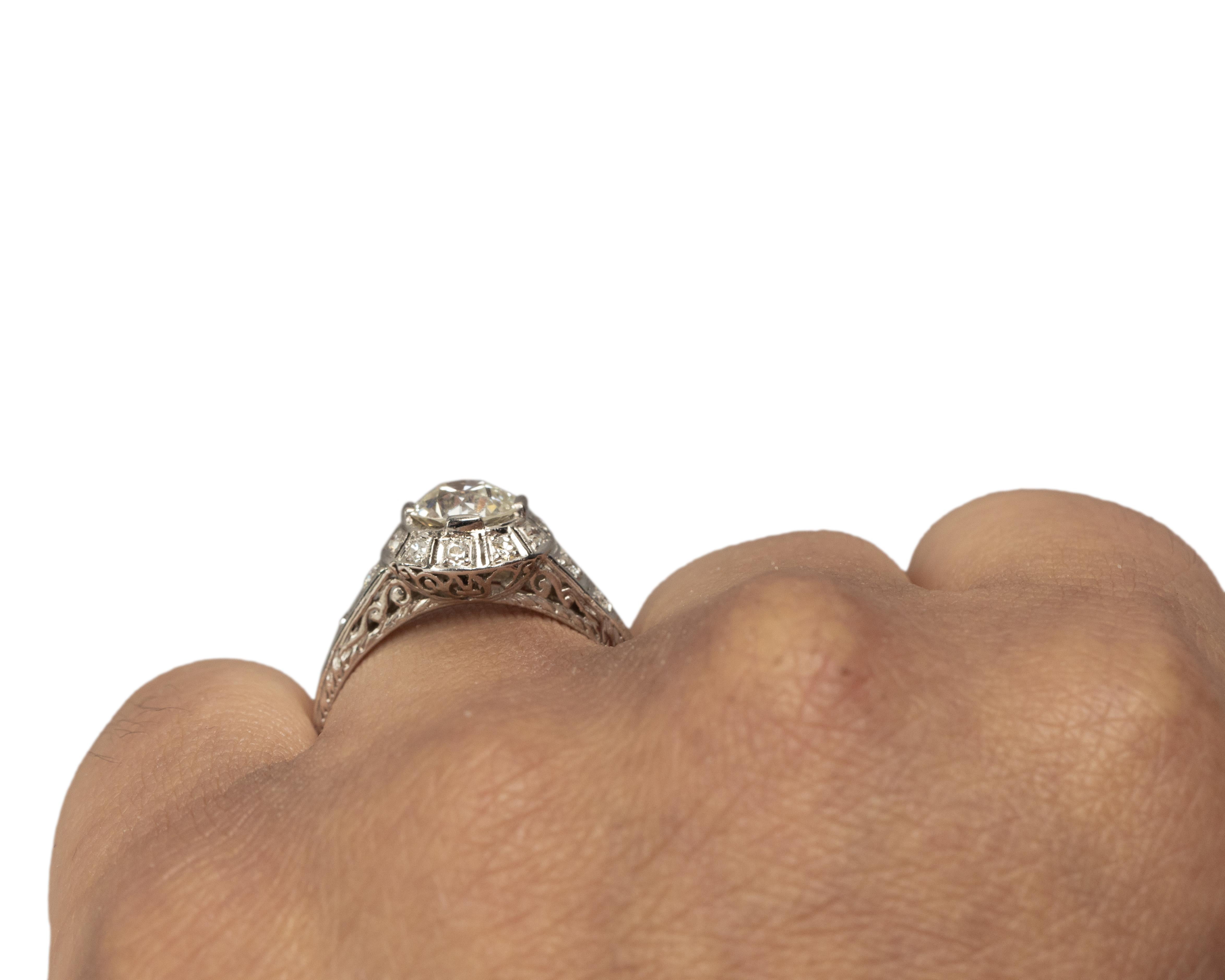 GIA Certified 1.27 Carat Art Deco Diamond Platinum Engagement Ring For Sale 1