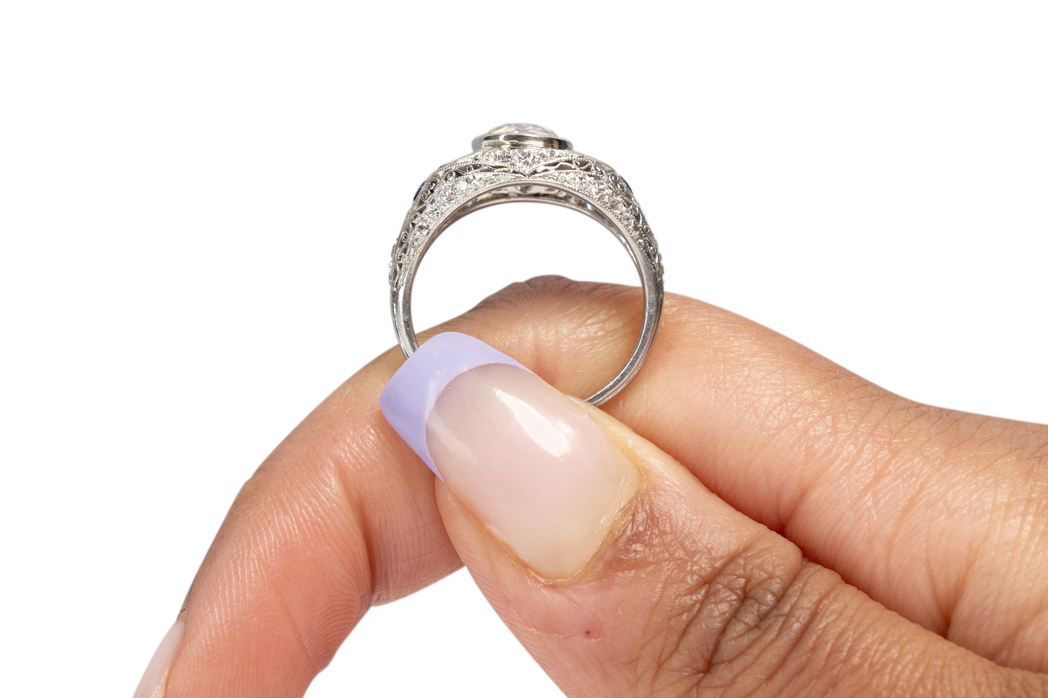 GIA Certified 1.27 Carat Art Deco Diamond Platinum Engagement Ring For Sale 3