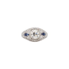 GIA Certified 1.27 Carat Art Deco Diamond Platinum Engagement Ring