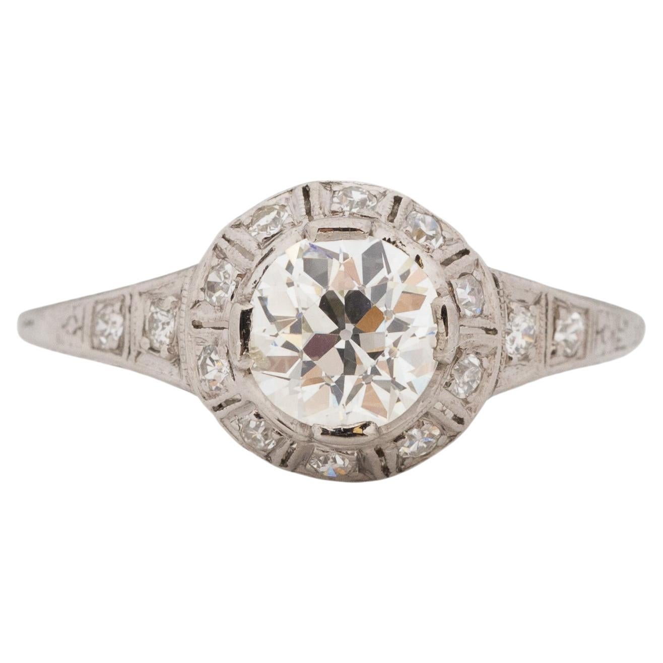 GIA zertifizierter Verlobungsring mit 1,27 Karat Art Deco Diamant Platin