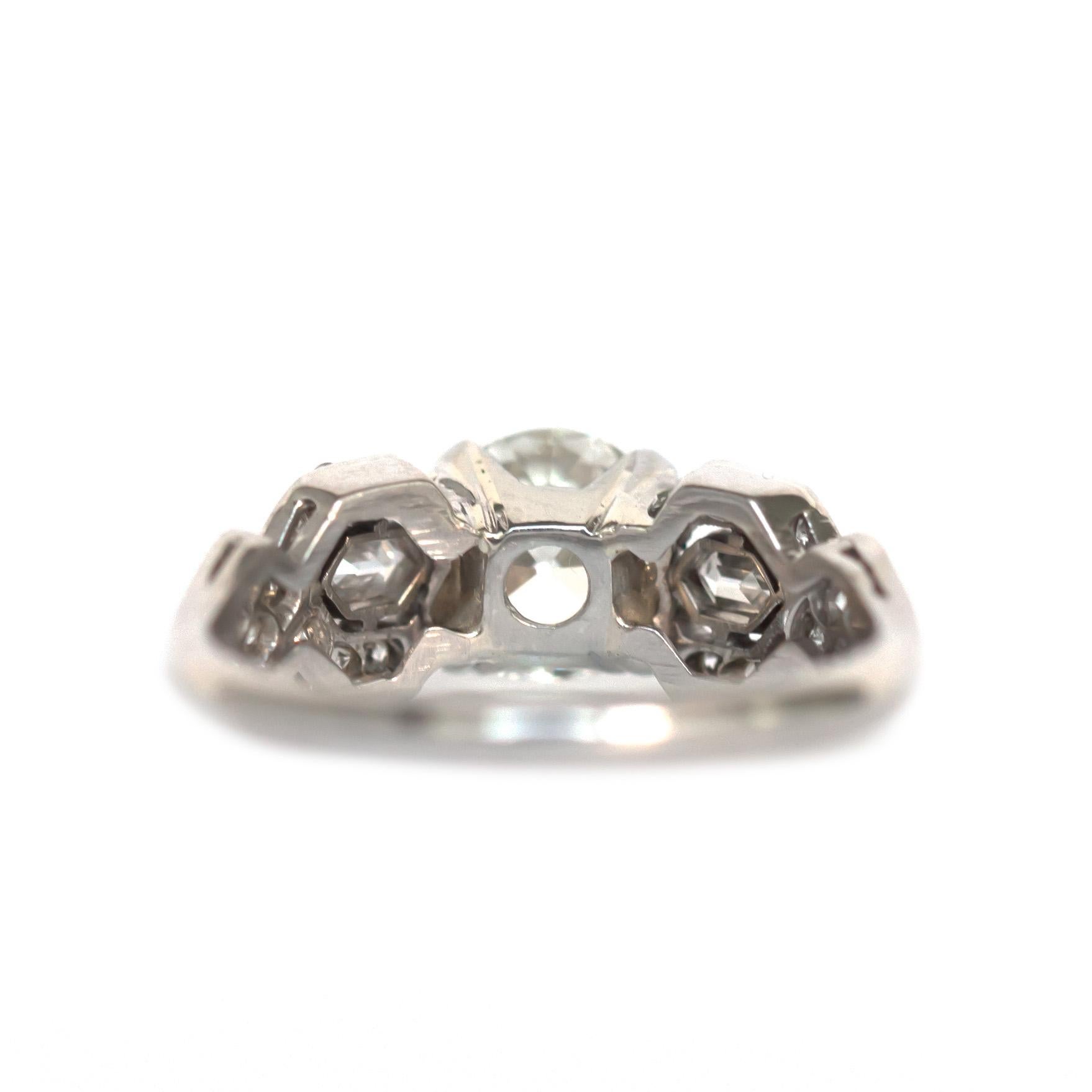 Art Deco GIA Certified 1.27 Carat Diamond Platinum Engagement Ring For Sale
