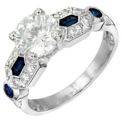 GIA Certified 1.27 Carat Diamond Sapphire Platinum Engagement Ring