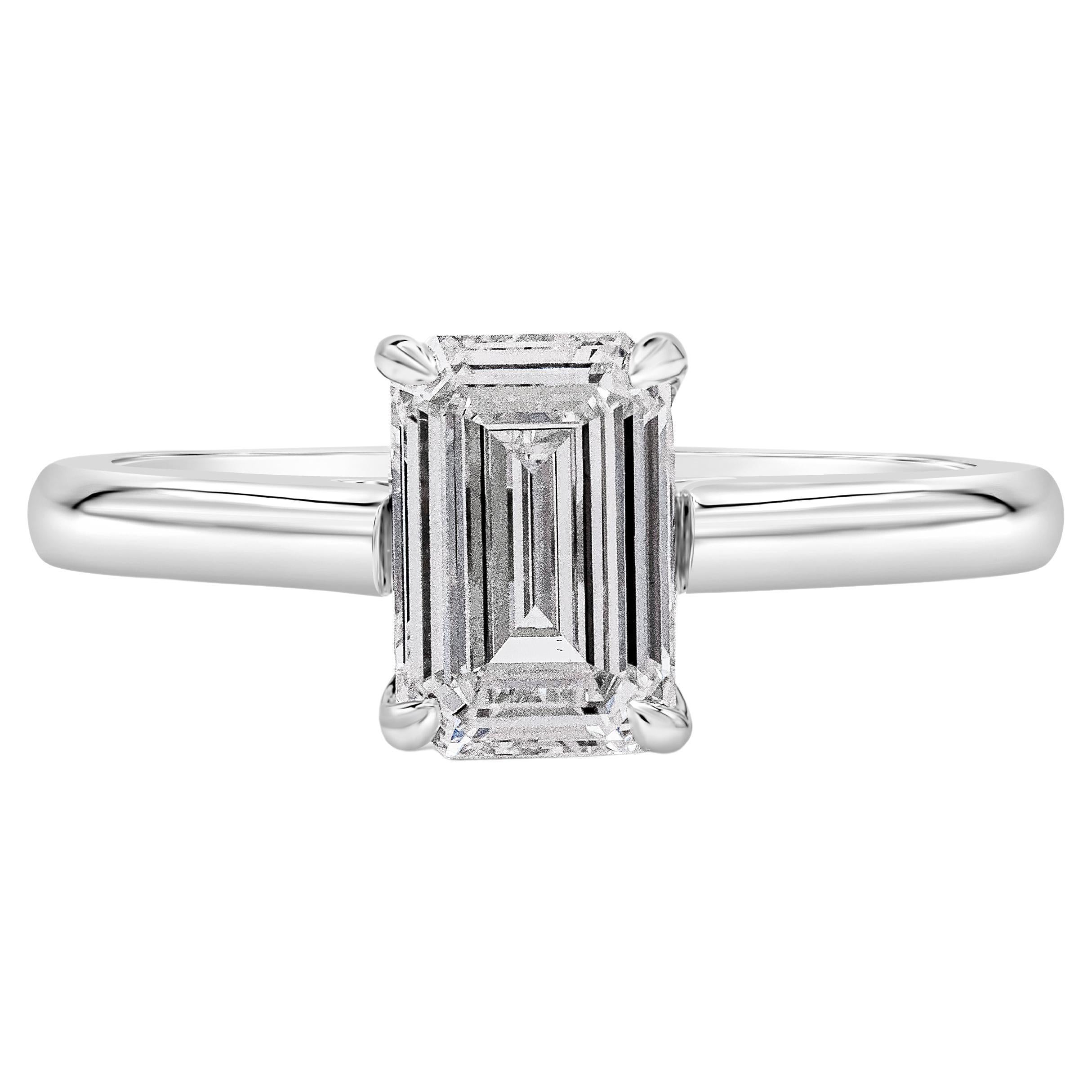 GIA Certified 1.27 Carat Emerald Cut Diamond Solitaire Engagement Ring