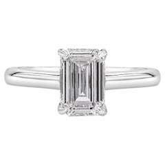 GIA Certified 1.27 Carats Emerald Cut Diamond Solitaire Engagement Ring