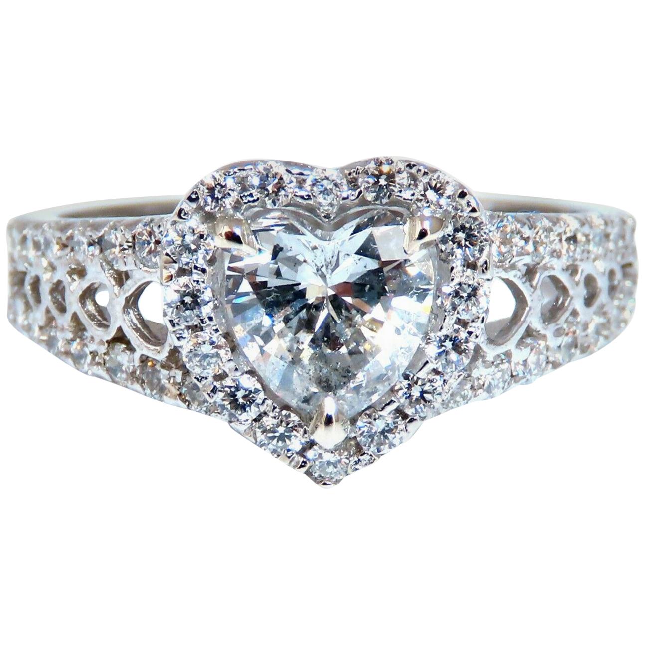 GIA Certified 1.27 Carat Heart Shape Diamond Cluster Ring 14 Karat For Sale