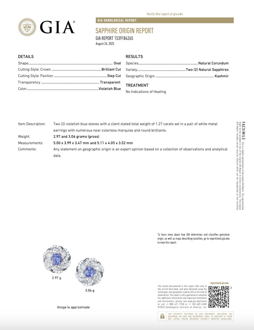 1,27 Karat Blauer Saphir und Diamant-Ohrringe aus 18 Karat Weißgold im Zustand „Neu“ im Angebot in Bangkok, TH