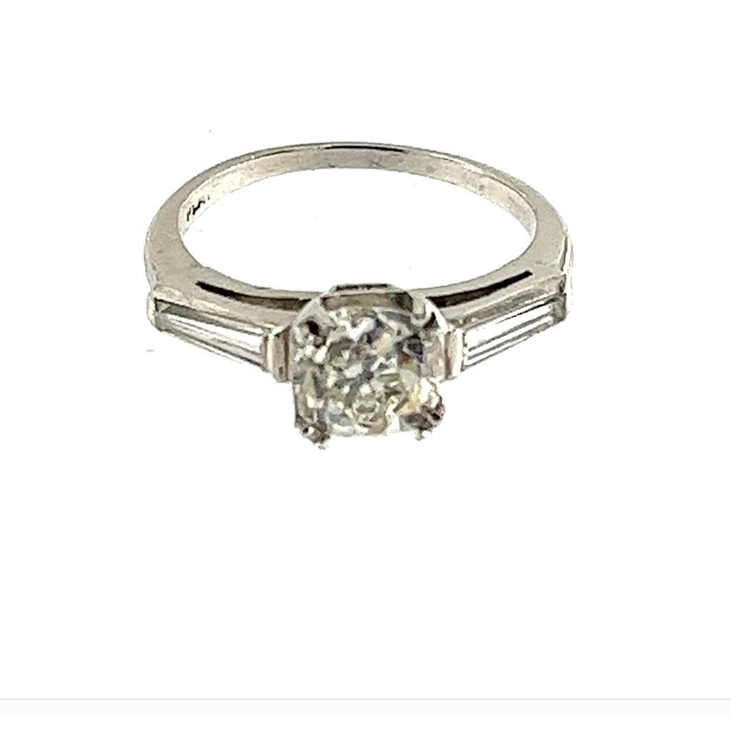 GIA Certified 1.27 Carat Old Mine Cut Diamond Solitaire Platinum Engagement Ring In Good Condition In Miami, FL