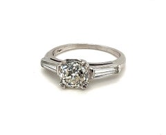 GIA Certified 1.27 Carat Old Mine Cut Diamond Solitaire Platinum Engagement Ring