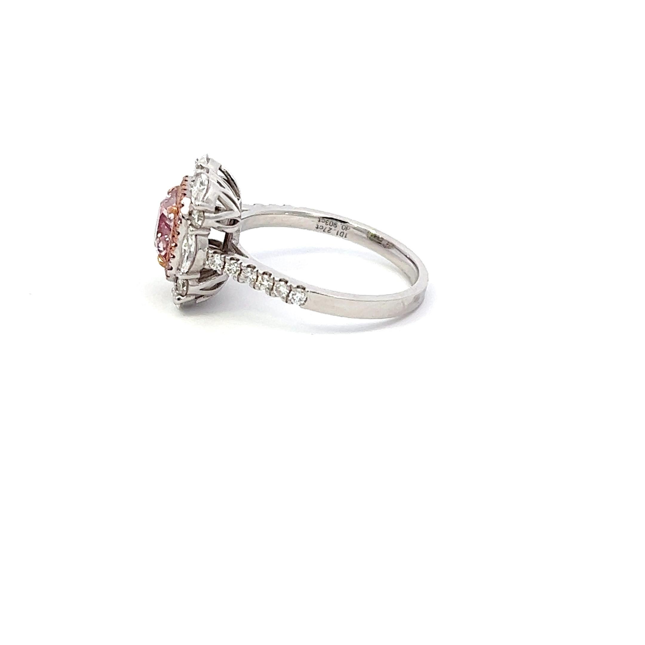 GIA Certified 1.27 Carat Pink Diamond Ring In New Condition For Sale In Los Angeles, CA