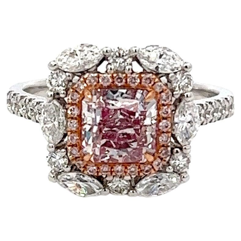 GIA-zertifizierter 1,27 Karat rosa Diamantring im Angebot