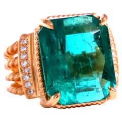 GIA Certified 12.70ct Natural Emerald Diamonds Ring 18kt 44214*