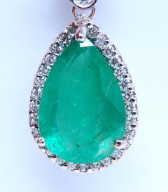 GIA Certified 12.75ct Natural Emeralds Diamond Dangle Earrings 14kt Gold**