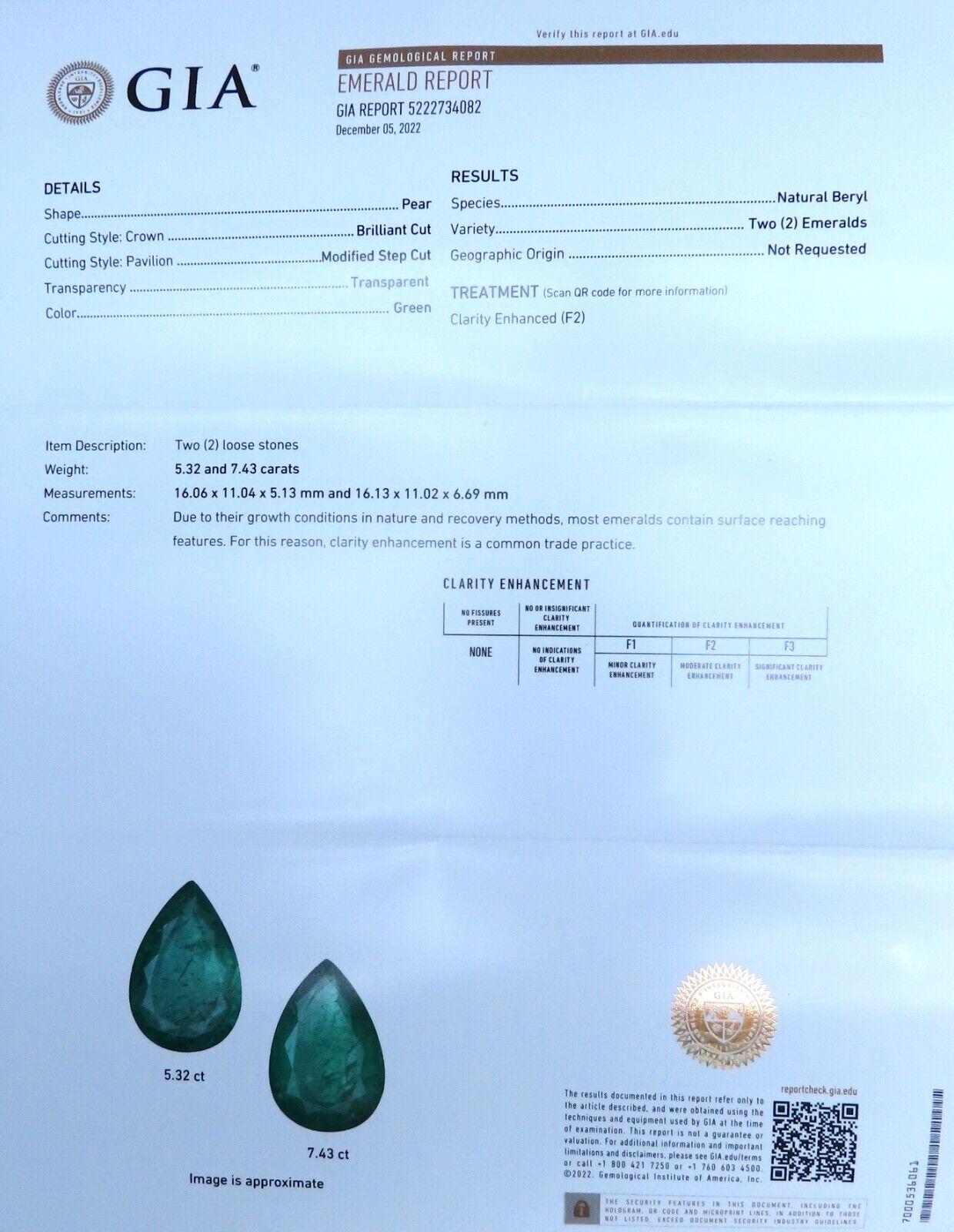 Women's or Men's GIA Certified 12.75ct Natural Emeralds Diamond Dangle Earrings 14kt Gold For Sale