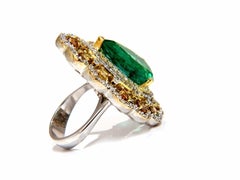 GIA Certified 12.77ct natural emerald fancy colors cocktail diamond ring 18kt