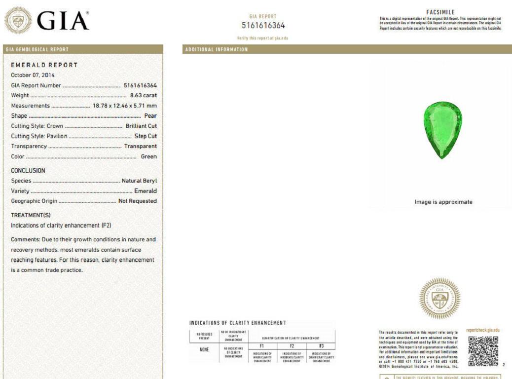 GIA Certified 12.77ct natural emerald fancy colors cocktail diamond ring 18kt For Sale 3