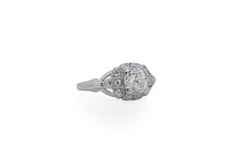 Verlobungsring, GIA zertifiziert 1,28 Karat Art Deco Diamant Platin