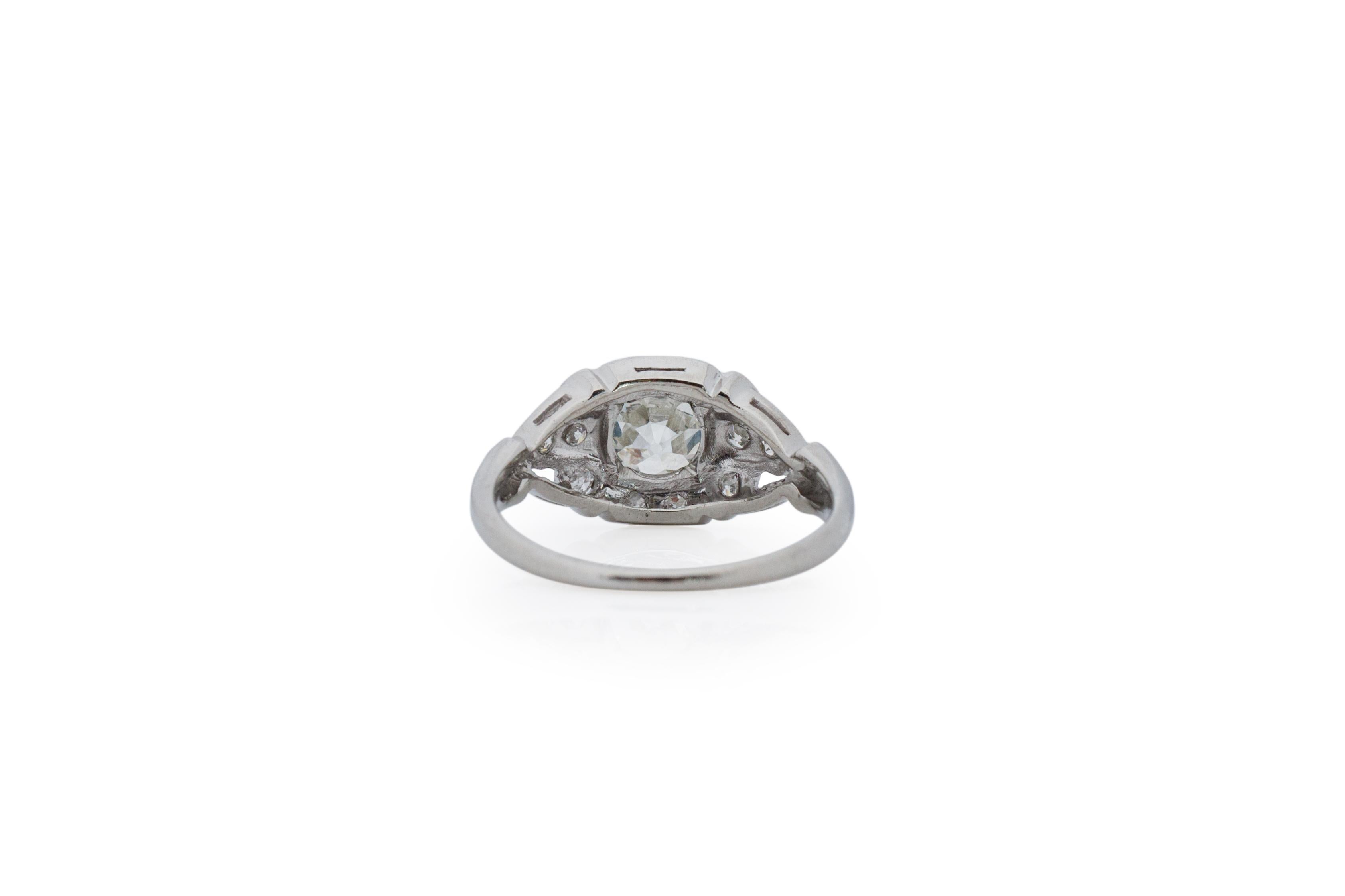 Antique Cushion Cut GIA Certified 1.28 Carat Art Deco Diamond Platinum Engagement Ring For Sale
