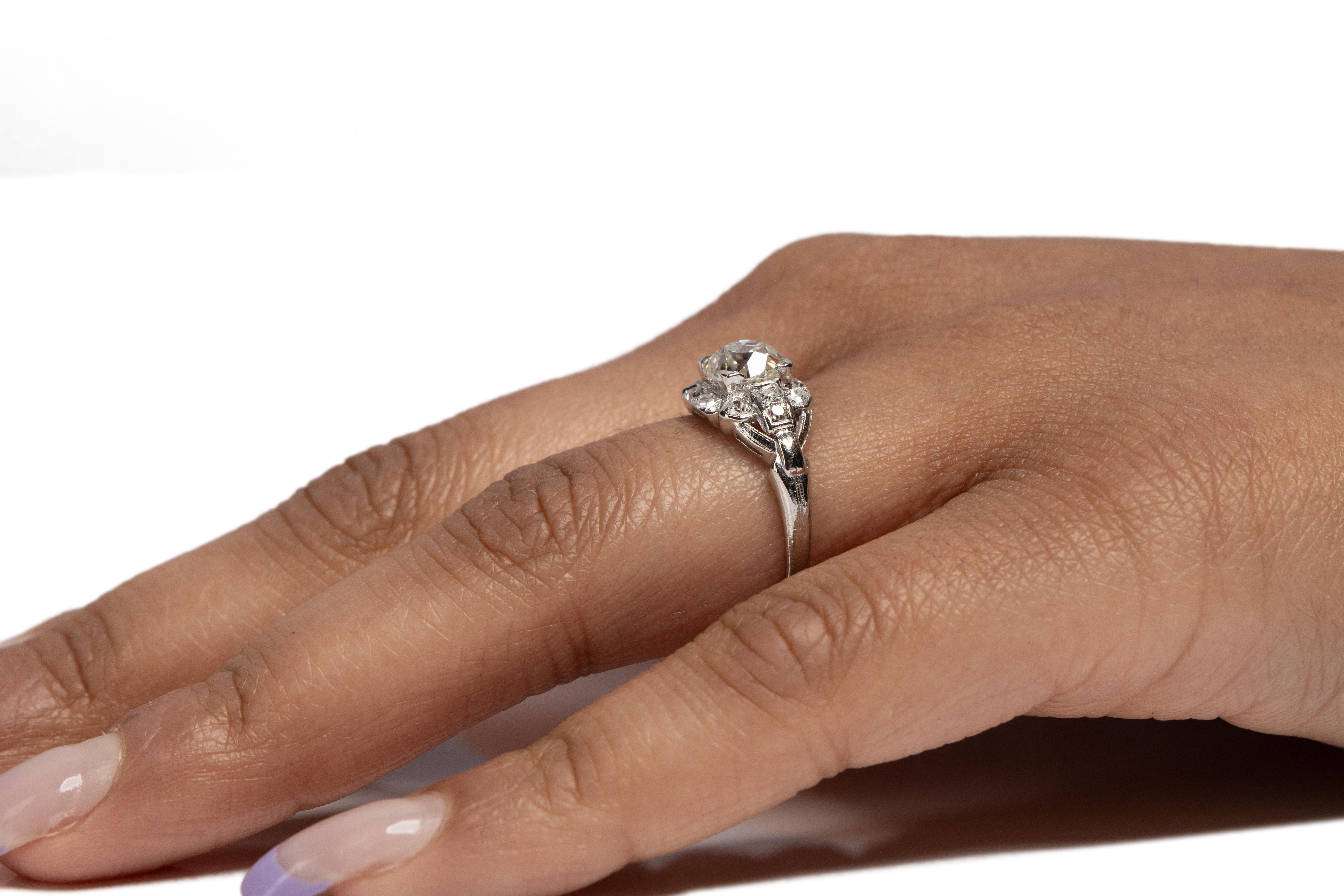 GIA Certified 1.28 Carat Art Deco Diamond Platinum Engagement Ring For Sale 1